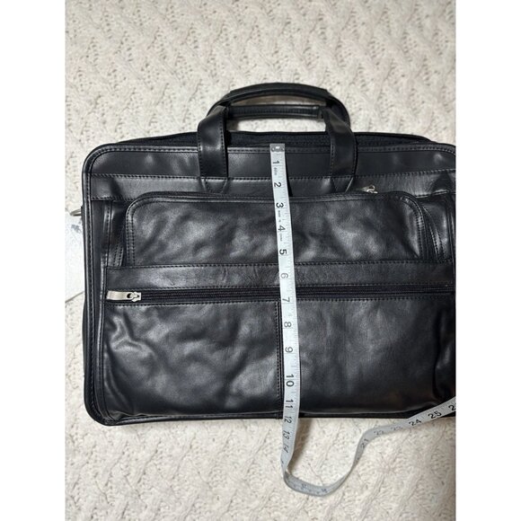 Leather attache briefcase Expandable messenger bag with handle‎ & shoulder strap - Picture 14 of 15